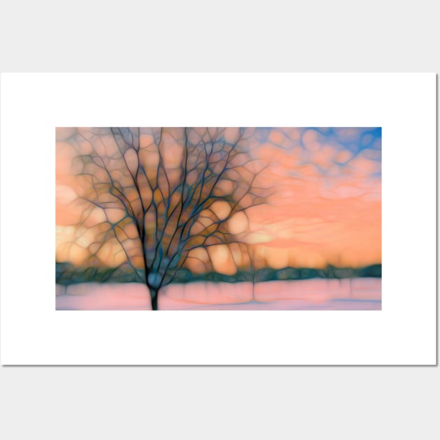 Pastel tree winter landscape Wall Art by redwitchart